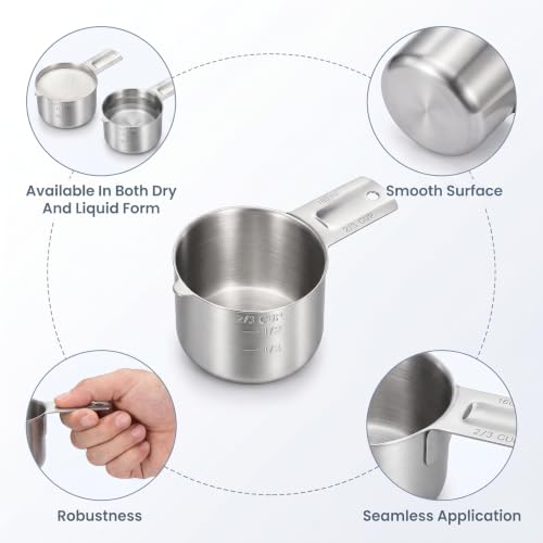 2/3 Cup Measuring Cup, 160 ml Stainless Steel Measuring Cups - Image 4