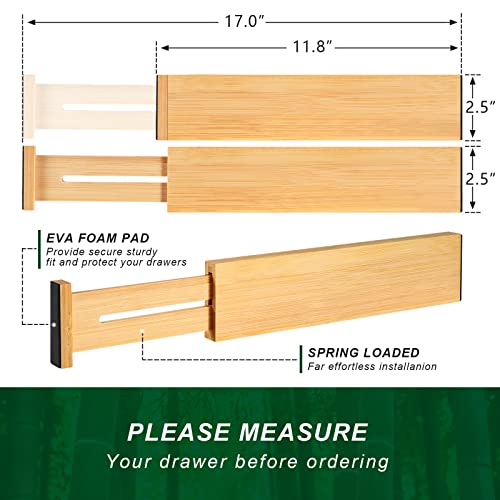 4 Pack Bamboo Drawer Dividers 2.6" High, Adjustable from 12 Inch - Image 7