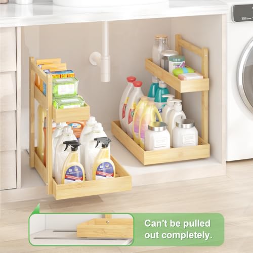 Bamboo Under Sink Organizer and Storage, 2 Tier Pull | All Products - Image 7