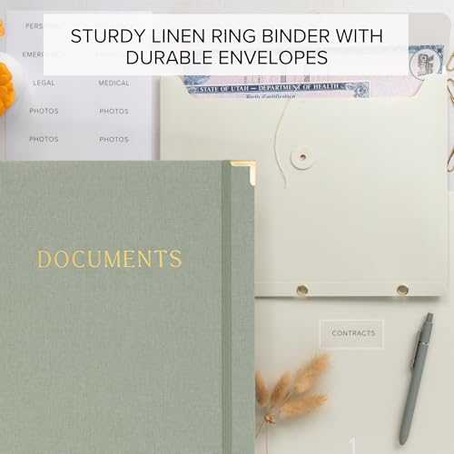 Important Document Organizer Set with Folders - Complete Linen - Image 3
