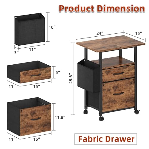 GYIIYUO 2 Drawer File Cabinet 24''W, Mobile Filing Cabinet - Image 4