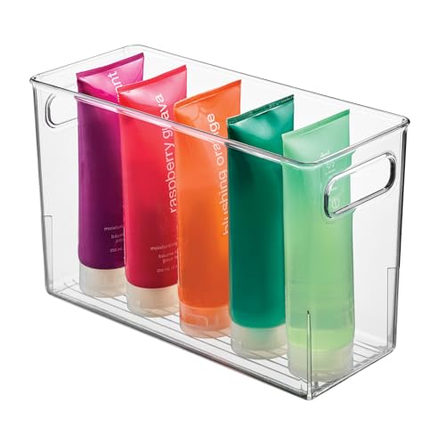 iDesign Slim Clear Plastic Bathroom Storage Bin, Tall Narrow - Image 2