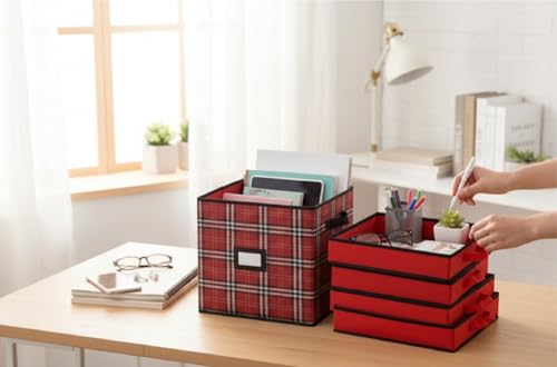 DOMINO STORY Plaid Multipurpose Storage Organizer | Home Organization - Image 6