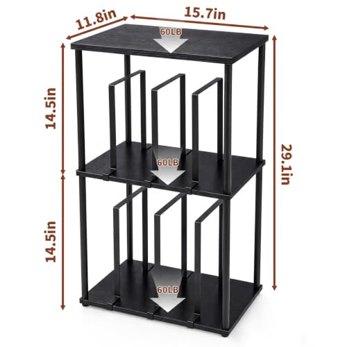 3-Tier Vinyl Record Black Storage Holder for Books | Home Organization - Image 3