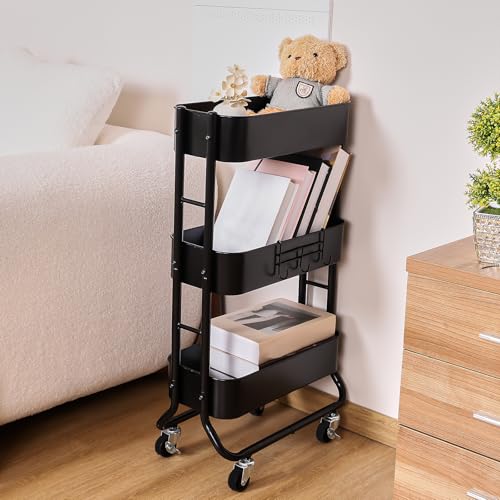 MAX Houser Slim 3-Tier Rolling Utility Cart with Extra Hook - Image 4