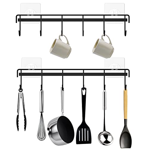 Kitchen Utensil Hanger, Adhesive Utensil Holder, Black, 2 Pcs - Image 2
