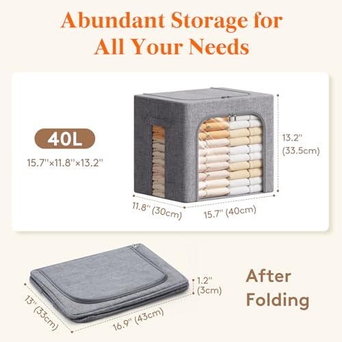 Lifewit 4 Pack Clothes Storage Bins with Metal Frame, Stackable - Image 5