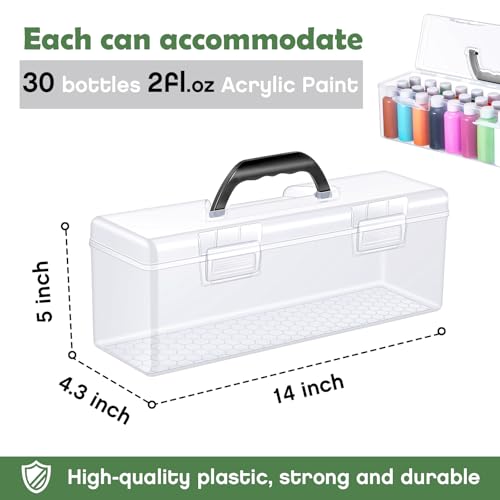 Threehoney 3 Pcs Acrylic Paint Storage Box with Handle, 90 - Image 4