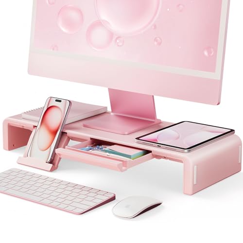 Pink Monitor Stand Riser, Klearlook Foldable - Image 2