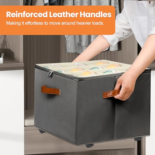 2 Pack Shoe Organizer for Closet, Shoe Storage with Wheels, Gray - Image 5