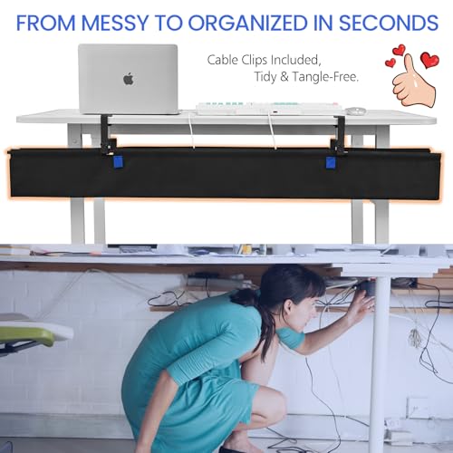48" Under Desk Cable Management Tray- Clamp/Screw Mount - Image 3