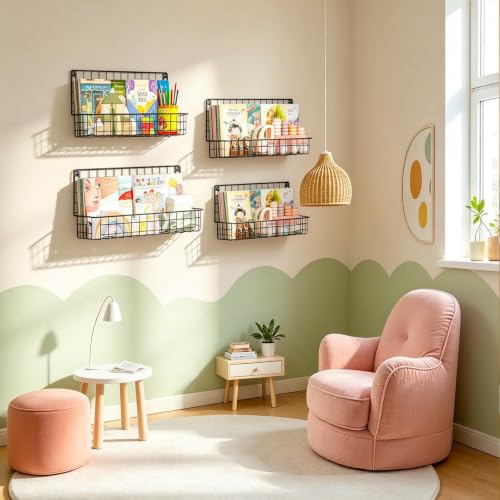 X-cosrack 4-Pack Wall Mounted Metal Kids Bookshelf, | All Products - Image 6