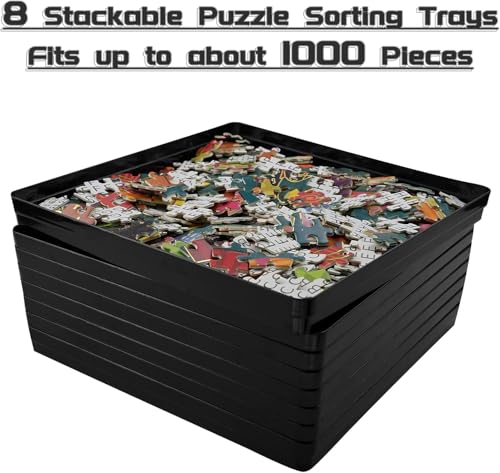 8 Sorting Trays for Jigsaw Puzzles - Fit Up to 2000 Pieces, 8"X8" - Image 6