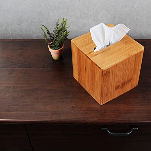 Bamboo Square Tissue Box Cover Holder Case Cover Holder Box - Image 5