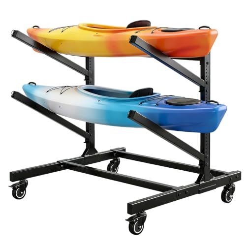 2-Kayak Freestanding Storage Rack with Wheels – | Home Organization - Image 2