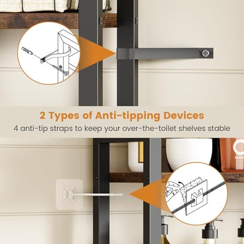 Over-The-Toilet Storage Rack, 3-Tier Bathroom Shelves Over Toilet - Image 7
