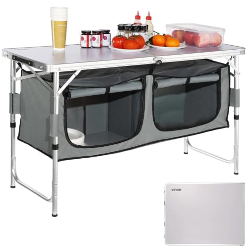 VEVOR Camping Kitchen Table, 3 Adjustable Height Aluminum - Image 2