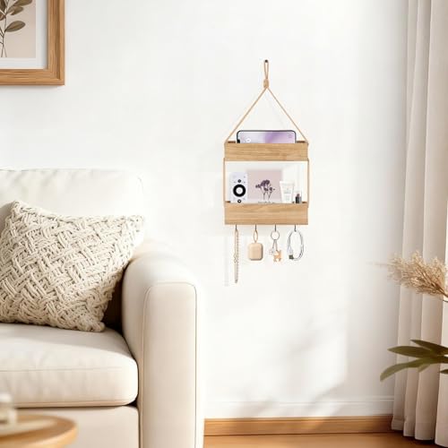 Mkono Bedside Shelf Organizer, Macrame Wall Hanging Room Decor - Image 5