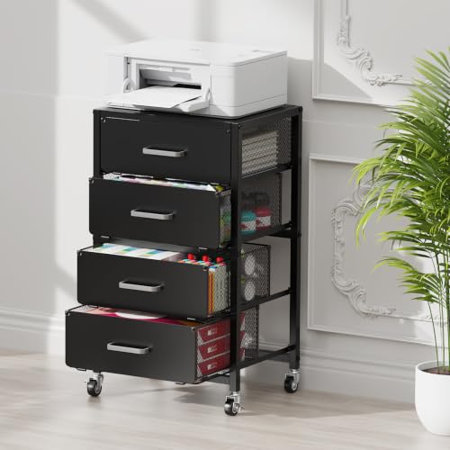 4-Drawers Metal Rolling Cart, Utility Storage Cart with Wheels - Image 7