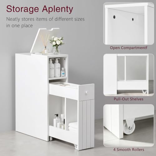 VECELO Slim Bathroom Storage Cabinet, Small Narrow Storage - Image 5