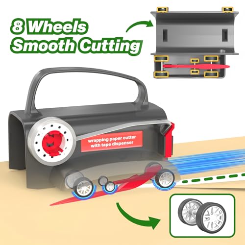 Wraprocut (2-Pack) Wheel Wrapping Paper Cutter & Tape - Image 4