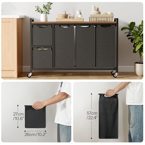 HOOBRO Laundry Sorter with 5 Sections, 45.5 Gal. (170 L) - Image 6