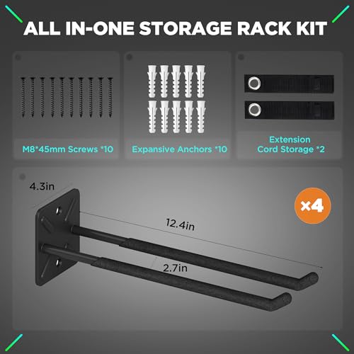 Garage Wall Hangers, Heavy Duty Ladder Hooks, 12.4 Inch 4 Pack - Image 3