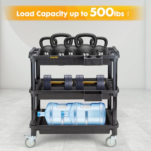 ELAFROS 3-Shelf Heavy Duty Rolling Utility Cart, 32.4 x 18.3 in - Image 7