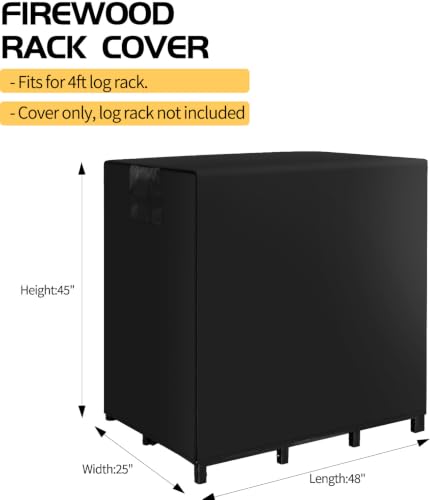 4 FT Firewood Rack Cover, Firewood Cover for Outdoor Wood Storage - Image 3