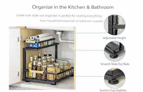 Lumela Under Sink Organizer, 2-Tier Slide-Out Cabinet Organizer - Image 4