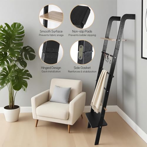 Wooden Ladder with Shelf for Decor, 6-Tier Decor Ladder - Image 4
