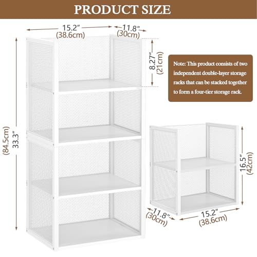 4-Tier Stackable Closet Organizers and Storage Basket, Wire - Image 3