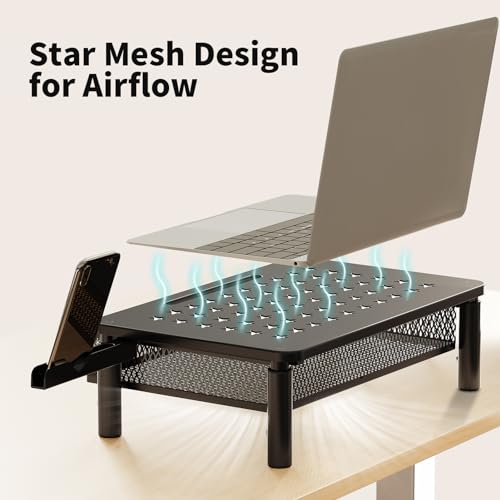 Zimilar Monitor Stand Riser with Metal Mesh Drawer, Height - Image 5