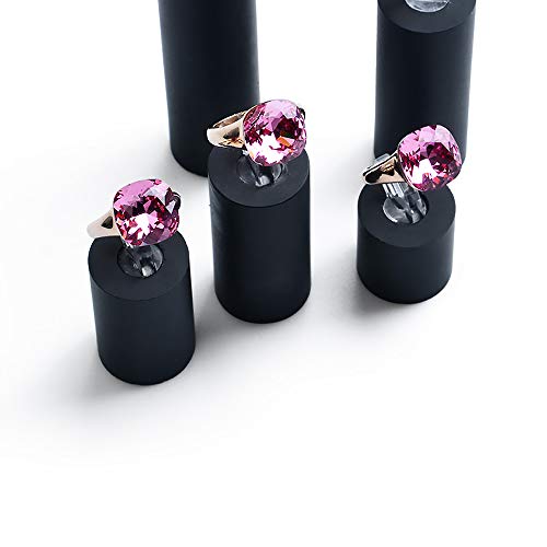 Black Acrylic 7 Piece Cylinder Ring Display Stand Organizer - Image 6