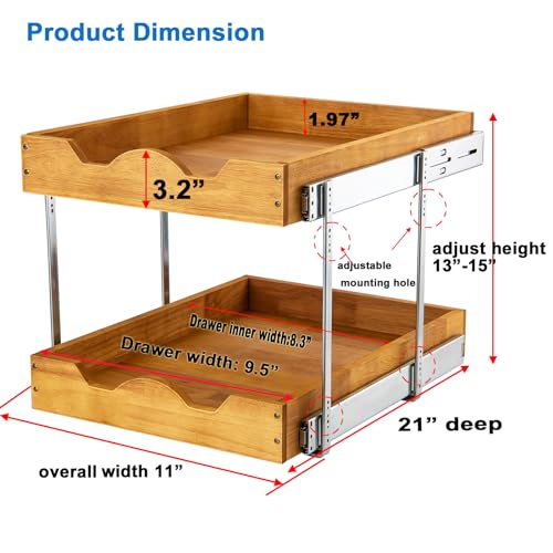 DINDON 2 Tier Pull Out Cabinet Organizer (11" W x 21 | Pull Out Organi - Image 3