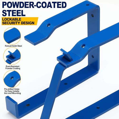 2 Pack Lockable Wall Ladder Rack with Securing Lock, Blue - Image 4