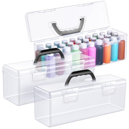 Threehoney 3 Pcs Acrylic Paint Storage Box with Handle, 90 - Image 2