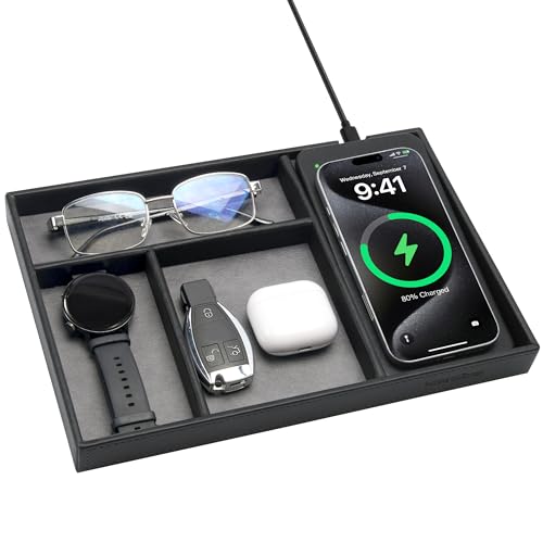 Valet Tray, Built in Wireless Charging Pad, Nightstand Organizer - Image 2