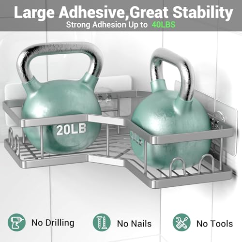AKTECKE Corner Shower Caddy Bathroom Organizer: Adhesive Shower - Image 5