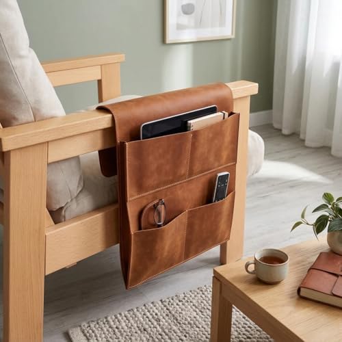 Genuine Leather Armrest Organizer – Sofa Armrest Caddy - Image 5