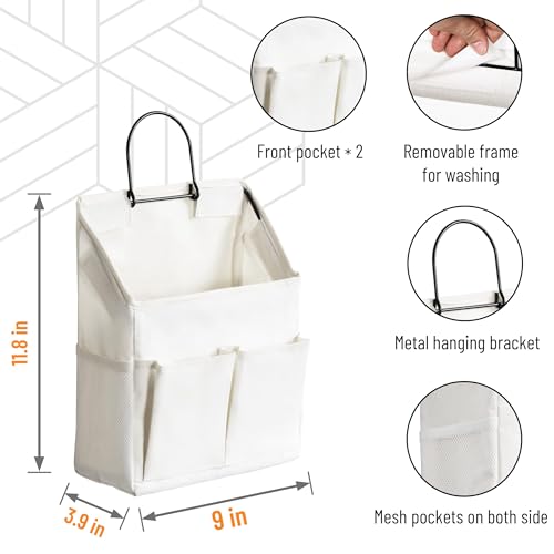 2pcs Small Wall Hanging Storage Bag, Pure White - Image 3