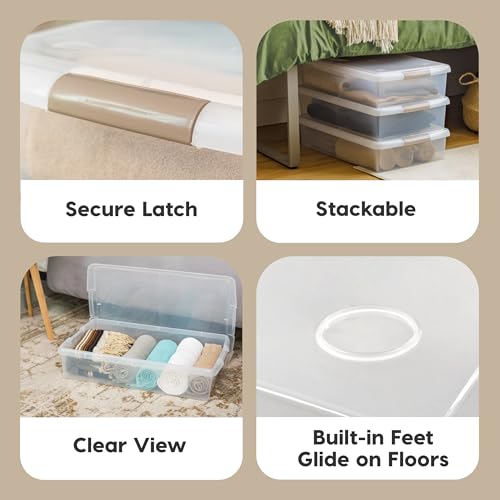 IRIS USA 40 Qt. Under Bed Storage Bin with Lids, Gray/Clear - Image 4