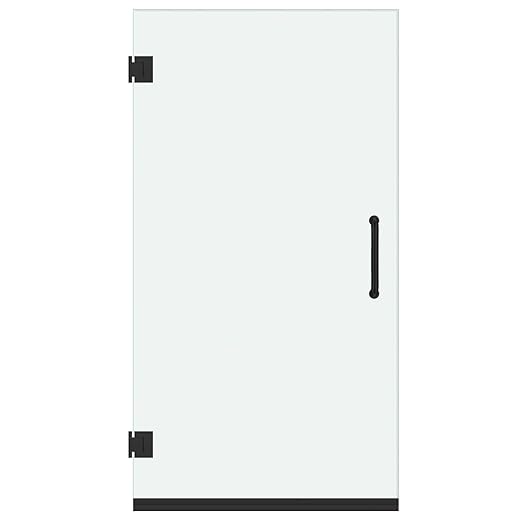 Fab Glass and Mirror Frameless Shower Door - 3/8" SGCC Tempered Safety Glass with SmartGuard Coating - Single Hinged Design - 28" x 80" Matte Black Finish