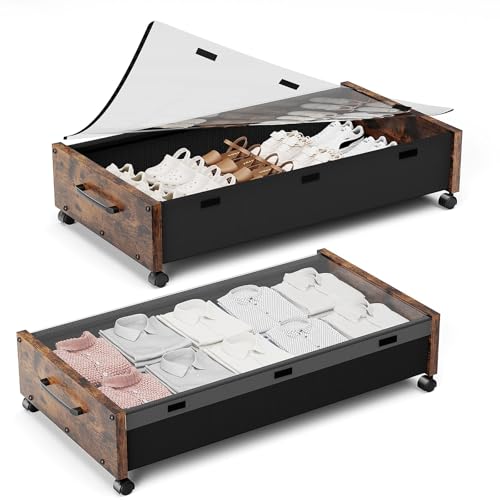 Under Bed Storage with Wheels, 2 Pack Under Bed Storage - Image 2