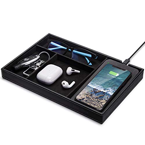 Valet Tray, Built in Wireless Charging Pad, Nightstand Organizer - Image 2