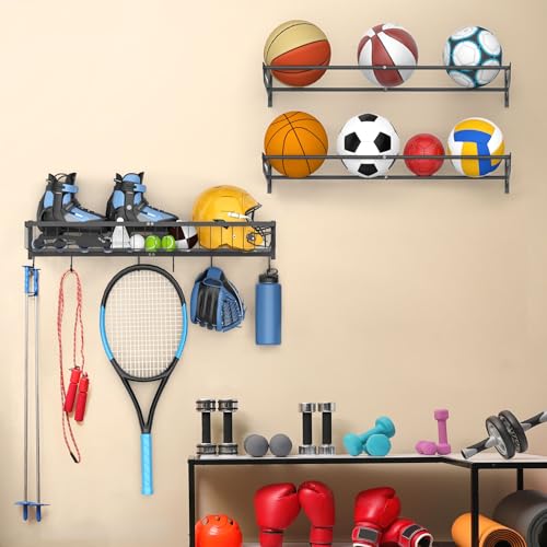Ball Metal Holder Wall Mount Sports Organizer with 3Tier - Image 3