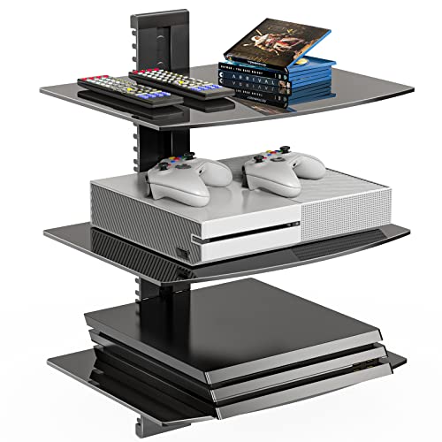 WALI 3 Tier Glass Floating TV Wall Shelf for Projector - Image 2