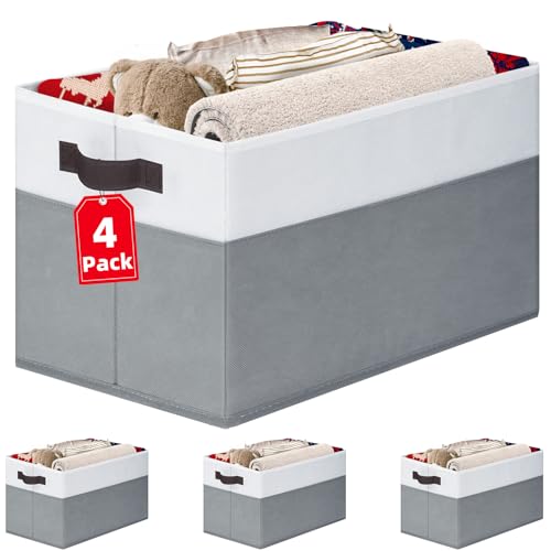 4 Pack Large Closet Storage Baskets Bins for Shelves | Home Organizati - Image 2