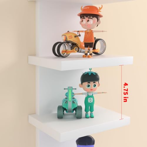 5 Tier Wall Shelves White, Vertical Column Shelf Floating Storage - Image 5