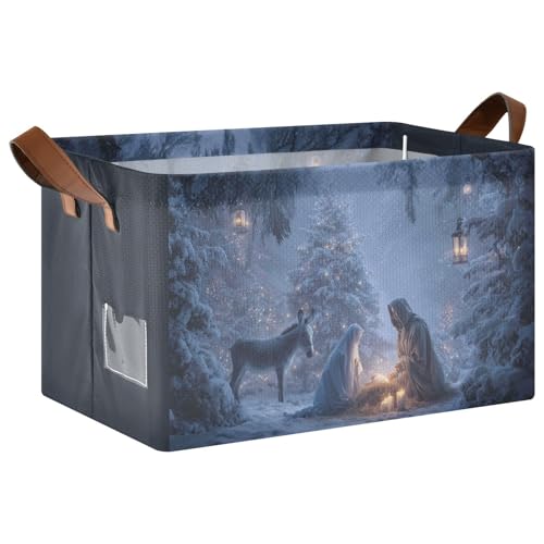Christmas Nativity Scene Storage Basket Foldable Cube - Image 2